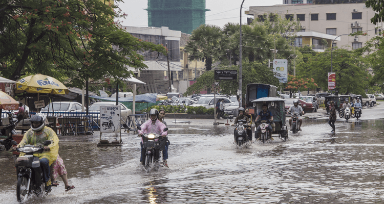 カンボジアの冠水