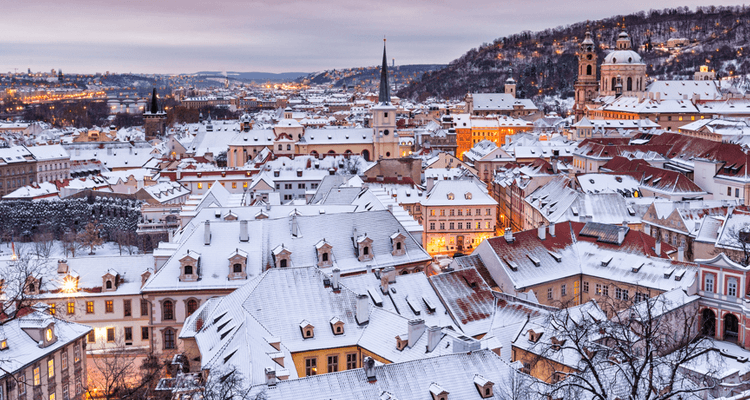 プラハの雪景色